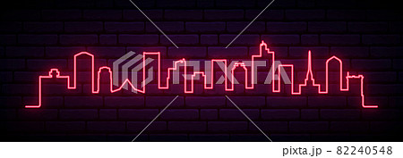 Red neon skyline of Phoenix city. Red neon skyline of Phoenix city. 82240548