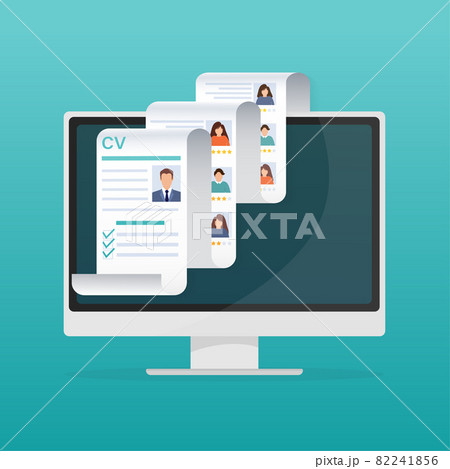 Resume, great design for any purposes. We are hiring concept. Vector illustration flat design. Online interview. Information icon vector. 82241856