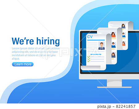 Resume, great design for any purposes. We are hiring concept. Vector illustration flat design. Online interview. Information icon vector. 82241857