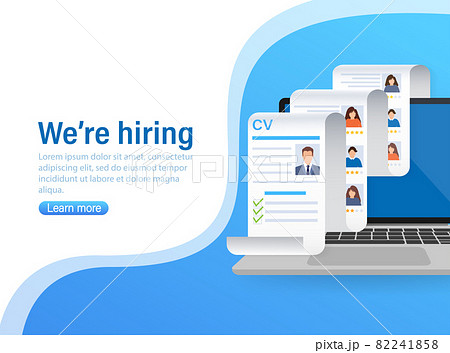 Resume, great design for any purposes. We are hiring concept. Vector illustration flat design. Online interview. Information icon vector. 82241858