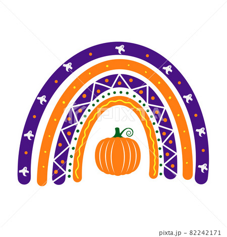 Halloween rainbow. Cute Halloween clipart. Vector template for banner, poster, greeting card, sticker, kids clothes, etc 82242171
