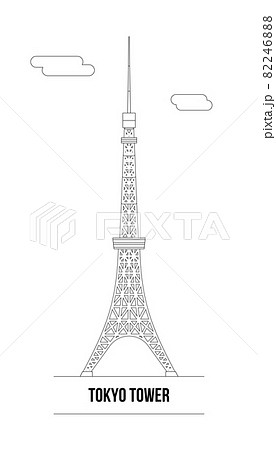 東京タワーと雲のベクター画像 線のイラスト素材 2468