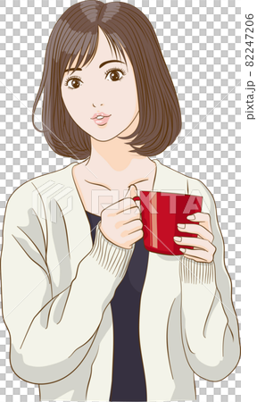 コーヒーカップと女性のイラスト素材 2476