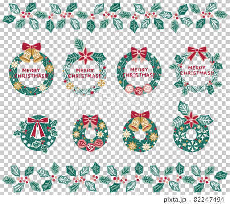 クリスマスリース イラストセットのイラスト素材 クリスマスリース イラストセットのイラスト素材