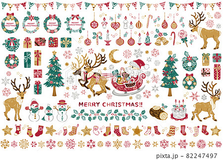 クリスマス　サンタクロース　アイコン　イラストセット 82247497