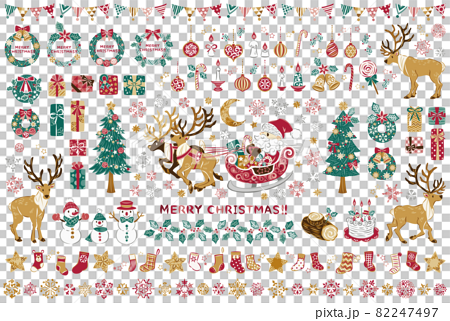 クリスマス　サンタクロース　アイコン　イラストセット 82247497