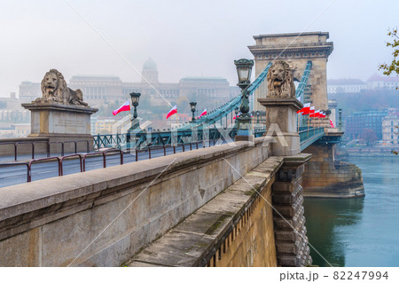 Beautiful view of the Chain Bridge over the Danube river in Budapest Beautiful view of the Chain Bridge over the Danube river in Budapest 82247994