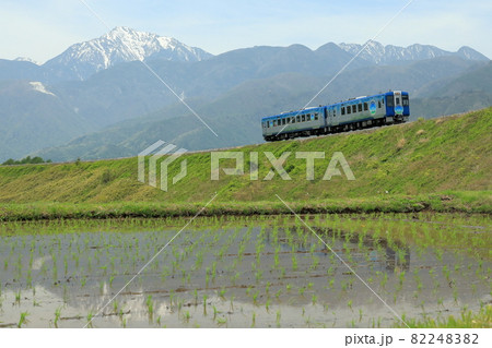 甲斐駒ヶ岳と小海線快速列車HIGH RAIL1375 82248382