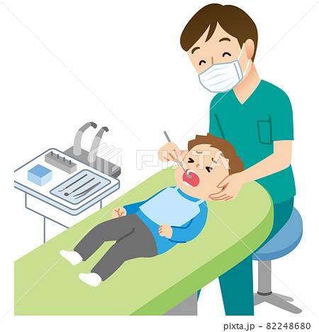 歯科治療を受ける子供 小児歯科のイラスト素材