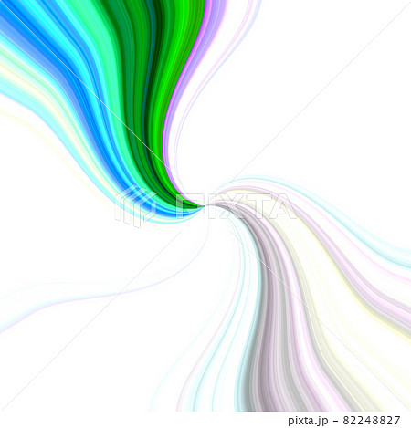 白バックに綺麗なパステル系の虹色のグラデーションのゆるやかな線の背景のイラスト素材 2487