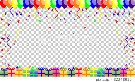 Balloons, gifts and confetti celebration frame 82248933