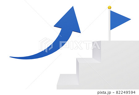 3D素材_シンプルな階段とフラッグ_背景透過 3D素材_シンプルな階段とフラッグ_背景透過 82249594