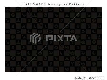 ハロウィンモノグラムパターン（黒） 82249906