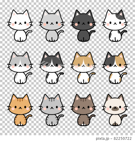 色々な柄の猫の種類セット-白猫・黒猫・三毛猫・トラ猫- 色々な柄の猫の種類セット-白猫・黒猫・三毛猫・トラ猫- 82250722