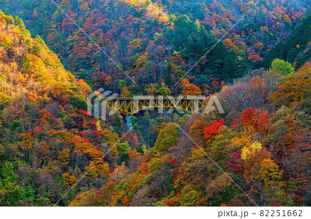 【風景】紅葉と鉄橋 82251662