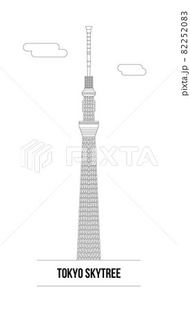 東京スカイツリーと雲のベクター画像 線画 東京スカイツリーと雲のベクター画像 線画 82252083