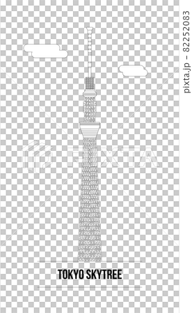 Vector image of Tokyo Sky Tree and clouds Line drawing 82252083