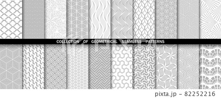 Geometric set of seamless gray and white patterns. Simple graphics. 82252216