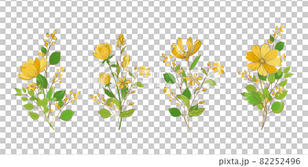 花的矢量圖解 花金黃色的裝飾設計素材 82252496