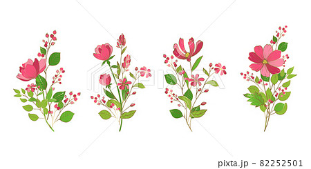 花のベクターイラスト 花の装飾的なデザイン素材 金色とピンクのイラスト素材