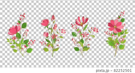 花のベクターイラスト 花の装飾的なデザイン素材 金色とピンクのイラスト素材