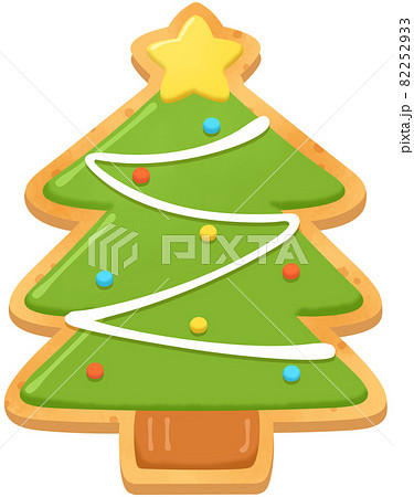 クリスマスツリーのアイシングクッキーのイラスト素材