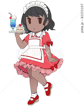 ケーキセットを運ぶ真面目なウェイトレス ケーキセットを運ぶ真面目なウェイトレス 82253107