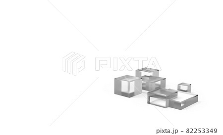 透明　白キューブCG　パワーポイントなどのプレゼン用表紙　テキストスペース有り 82253349