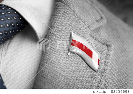 Metal badge with the flag of Belarus on a suit lapel Metal badge with the flag of Belarus on a suit lapel 82254693