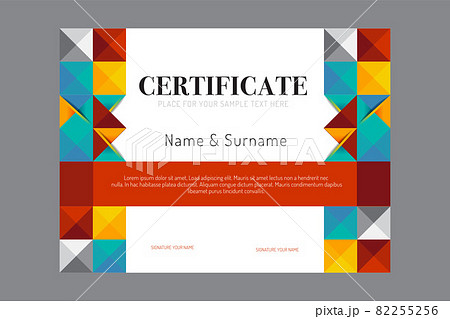 Certificate template geometric frame design vector. Certificate template geometric frame design vector. 82255256