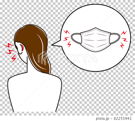 A woman who hurts because the back of her ear is hurt by wearing a skin care mask Simple Vector A woman who hurts because the back of her ear is hurt by wearing a skin care mask Simple Vector 82255941