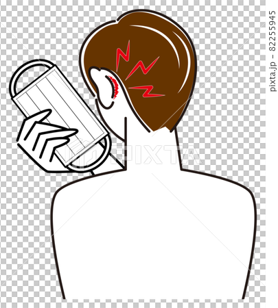 A man who hurts because the back of his ear is hurt by wearing a skin care mask Simple Vector A man who hurts because the back of his ear is hurt by wearing a skin care mask Simple Vector 82255945
