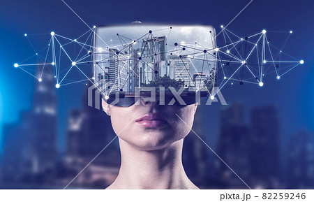 Young woman in VR goggles Young woman in VR goggles 82259246