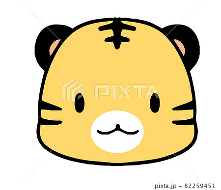 ゆるめな笑顔のトラの顔アイコンのイラスト 82259451
