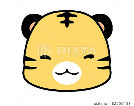 ゆるめな笑顔のトラの顔アイコンのイラスト ゆるめな笑顔のトラの顔アイコンのイラスト 82259453