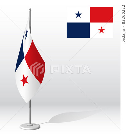 PANAMA flag on flagpole for registration of solemn event, meeting foreign guests. National independence day of PANAMA. Realistic 3D vector on white