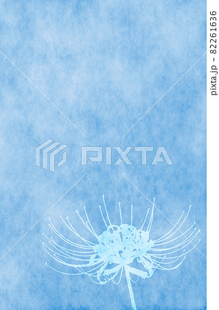 背景素材 一輪の彼岸花のシルエット 青色 縦構図のイラスト素材