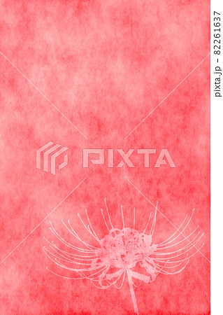 背景素材 一輪の彼岸花のシルエット 赤色 縦構図のイラスト素材