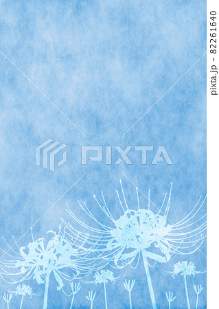 背景素材 複数の彼岸花のシルエット 青色 縦構図のイラスト素材