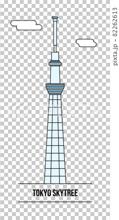 Vector image of simple Tokyo Sky Tree and clouds 82262613
