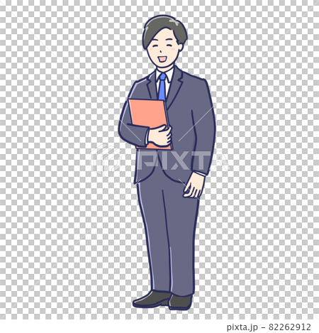 笑顔で資料を持つスーツ男性のイラスト 笑顔で資料を持つスーツ男性のイラスト 82262912