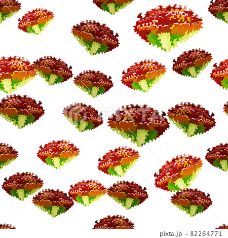 Seamless pattern lola rosa salad on white background. Simple ornament with lettuce. 82264771