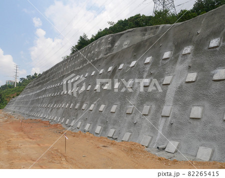 Soil Nailing. It is a ground stabilization technique that can be used on either natural or excavated slopes. It involves drilling holes for steel bars to be inserted into a slope face.  82265415