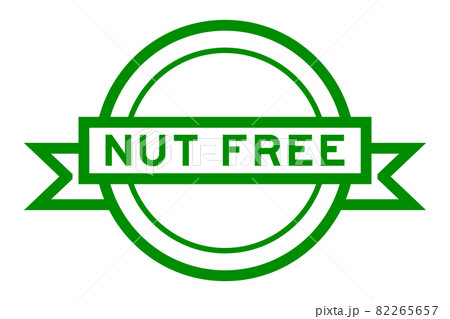 Vintage green color round label banner with word nut free on white background Vintage green color round label banner with word nut free on white background 82265657