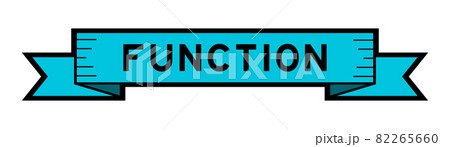 Ribbon label banner with word function in blue color on white background 82265660