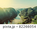 Scenic view of beautiful karst scenery and rice paddy fields 82266054