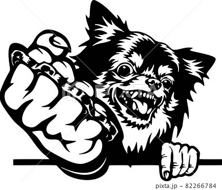 Angry Chihuahua - bad dog with gun - vector stencil Angry Chihuahua - bad dog with gun - vector stencil 82266784