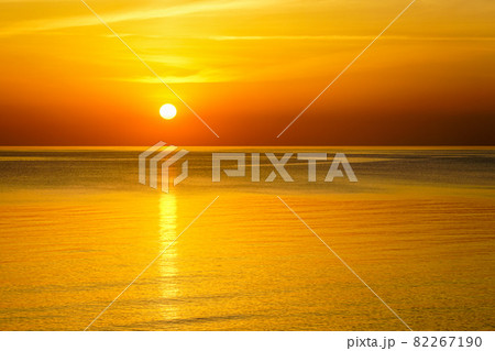 beautiful sunset in the baltic sea, sun above the horizon 82267190