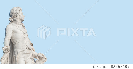 Banner with Mozart monument in historical downtown of Vienna, Austria at sunny day, blue sky with copy space for text, details Banner with Mozart monument in historical downtown of Vienna, Austria at sunny day, blue sky with copy space for text, details 82267507