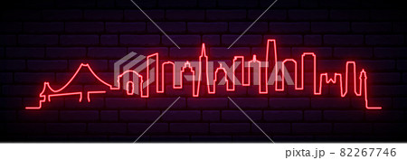 Red neon skyline of San Francisco city. 82267746